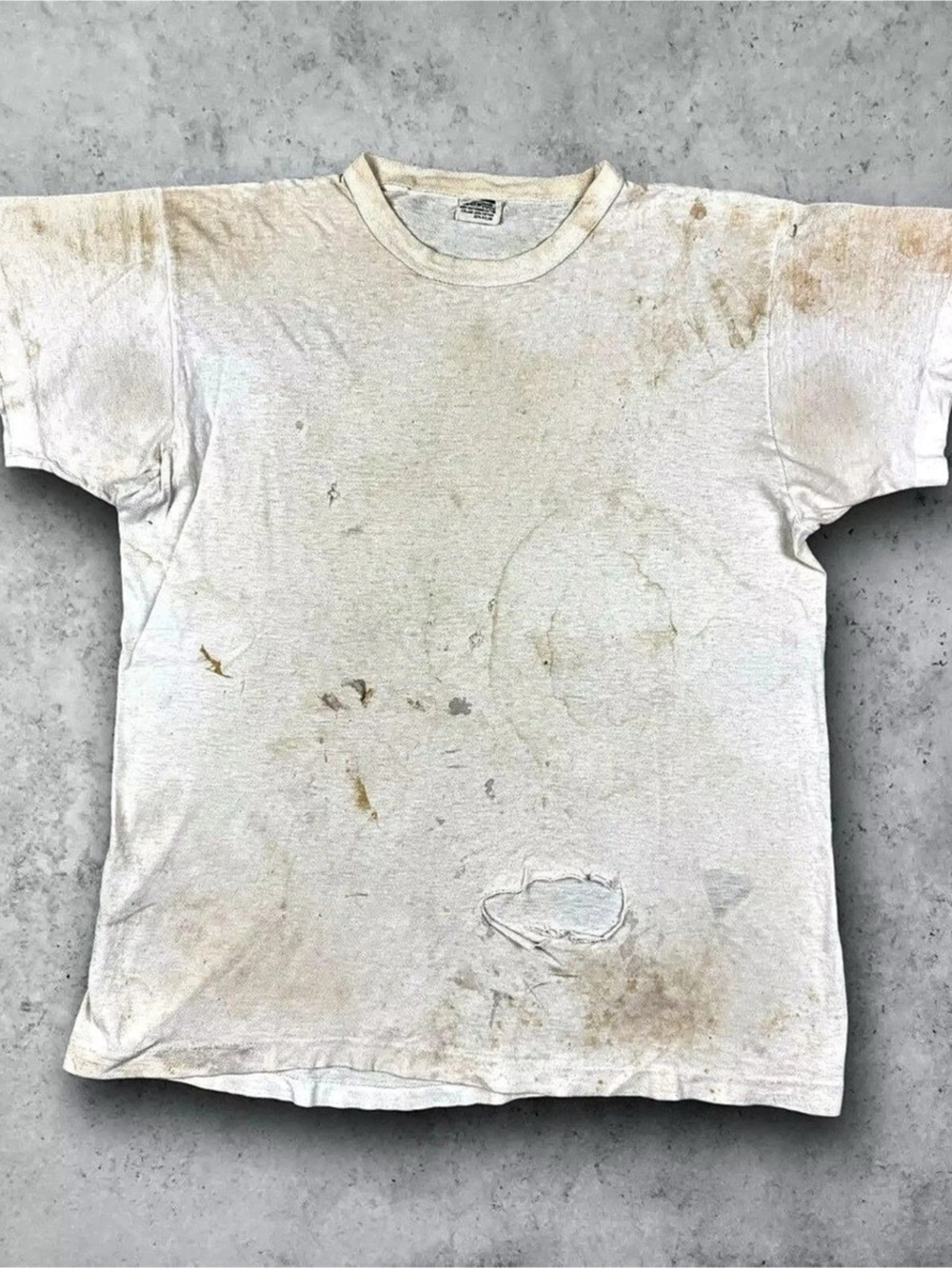 Fruit of the Loom Distressed Short Sleeve Tee in White